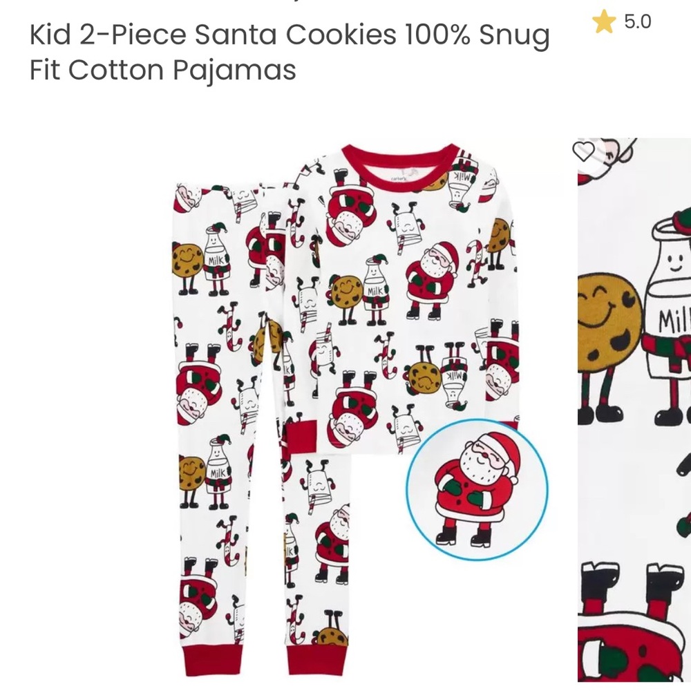 NWT Carters Kid Santa PJs